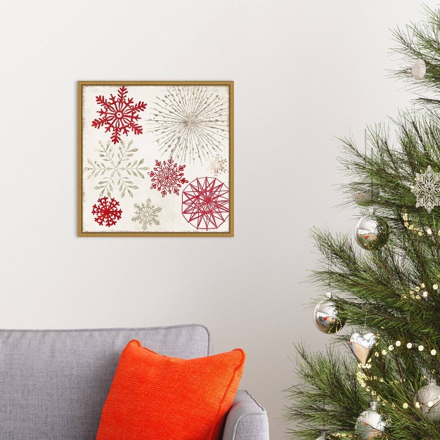 X 16 quot Merry Christmas Sparkles Snowflakes By Pi Studio Framed Canvas Wall Art Amanti Art