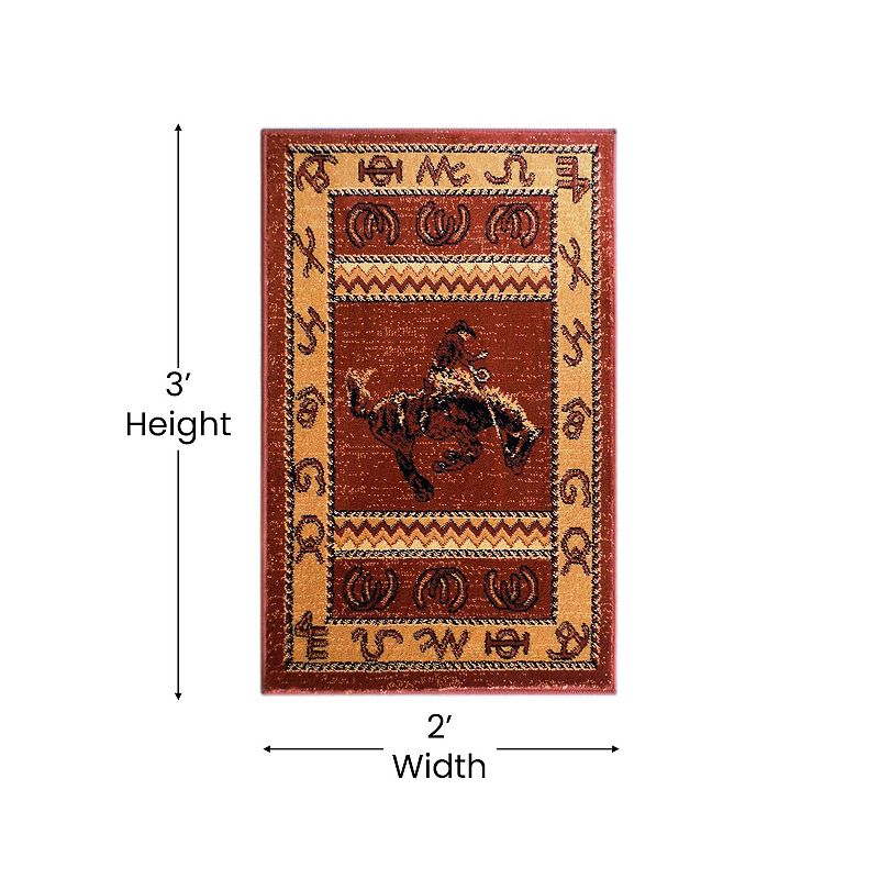 Masada Rugs Masada Rugs Western Cowboy Style Area Rug Doormat 2' X 3'