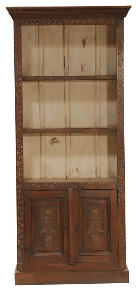 Dorval 18th Century Antique Hand carved 2 Tone Bookcase   Mediterranean   Bookcases   by Sierra Living Concepts Inc  Houzz