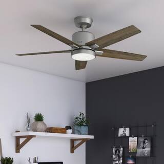 Hunter Acela 52 in. Hunter Express Integrated LED Indoor Matte Silver Ceiling Fan with Remote and Light Kit Included 51674