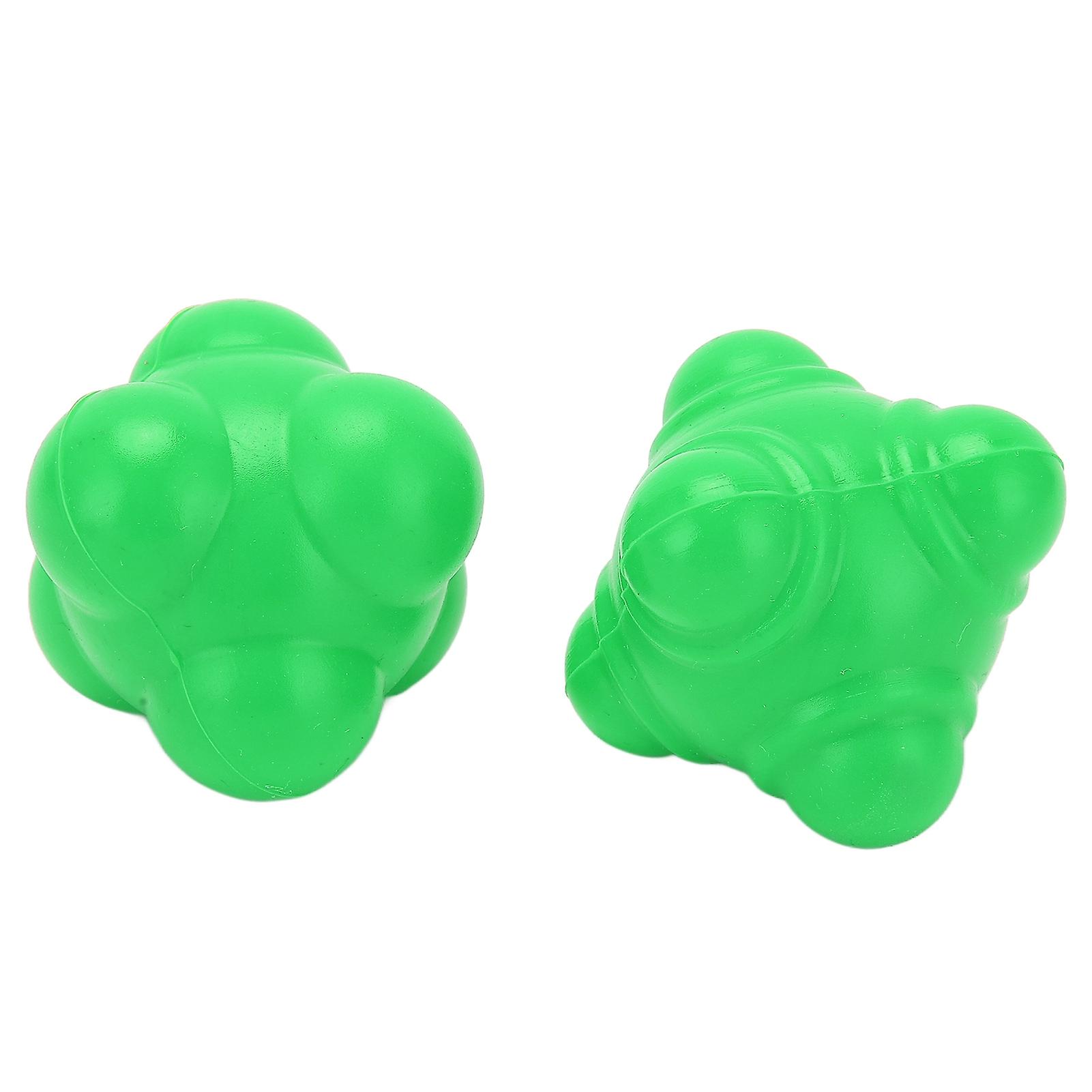 2pcs Rubber Reaction Bounce Balls Irregular Shape Reaction Balls For Coordination Agility Speed Traininggreen