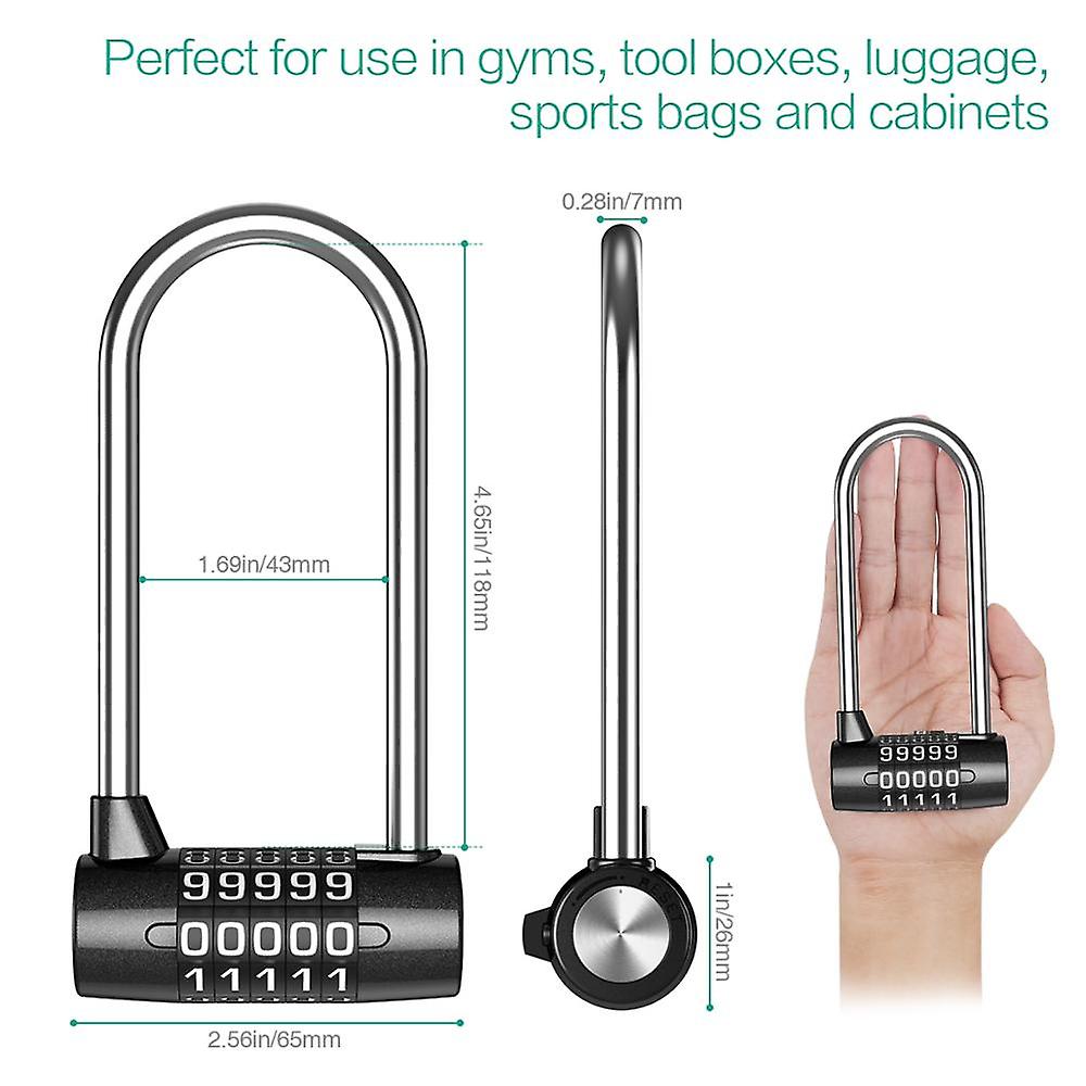 5 Digit Combination Lock Waterproof Security Padlock Outdoor Safety Gym Door Lock Lengthened Shackle Lock