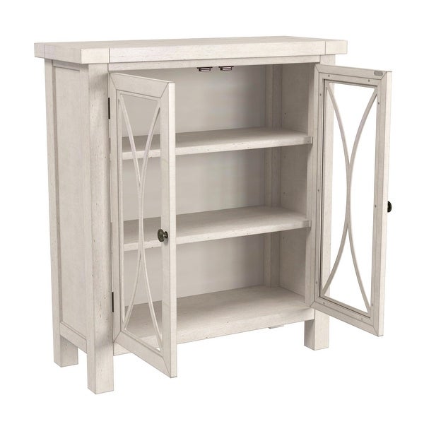 Hillsdale Bayside Wood 2 Door Console Cabinet， Antique White - 33H x 29W x 11.5D