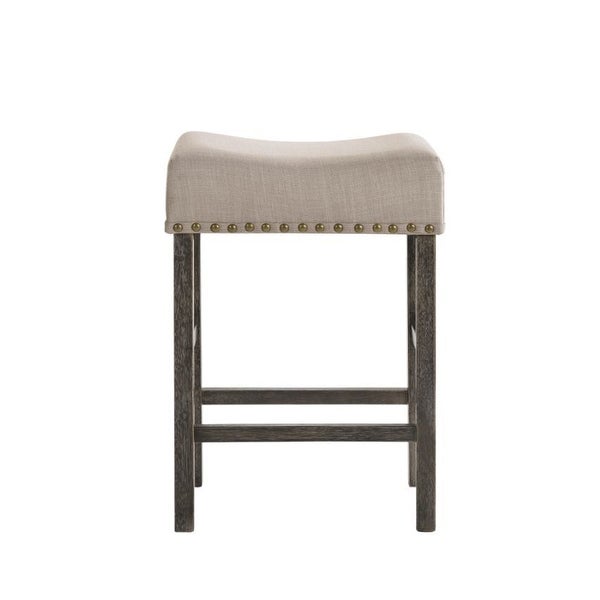 Set of 2 Linen Upholstered Counter Height Stool