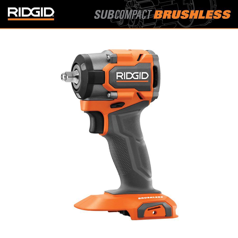 RIDGID 18V SubCompact Brushless Cordless 38 in. Impact Wrench (Tool Only) R872071B