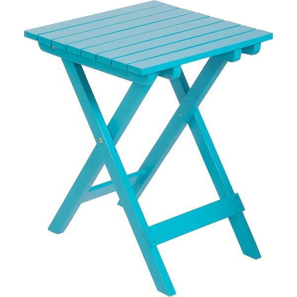 Outdoor Wooden Folding Square Side Table，Portable Lounge End Table