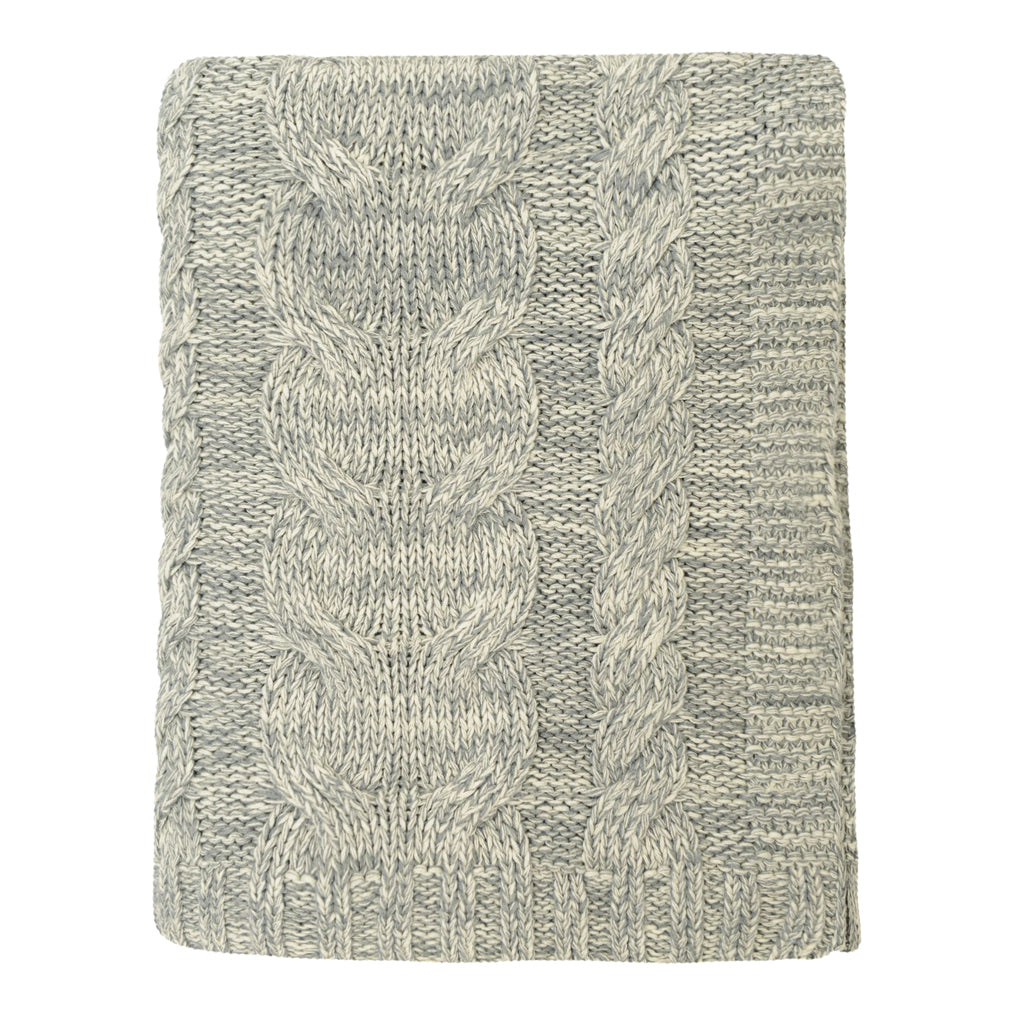 Grey Chunky Braid Cotton Throw