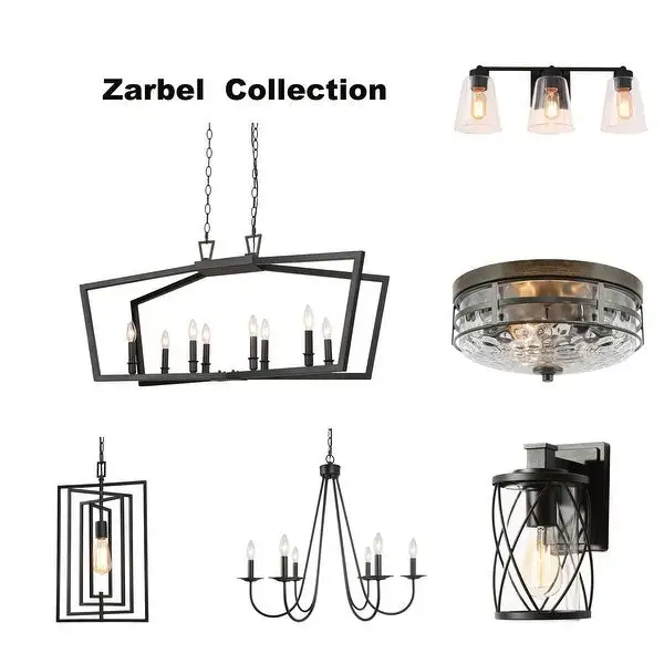 Zarbel Modern Farmhouse Black Vanity Light Bathroom 3-Light Glass Wall Sconce Taper for Powder Room - L 20.5