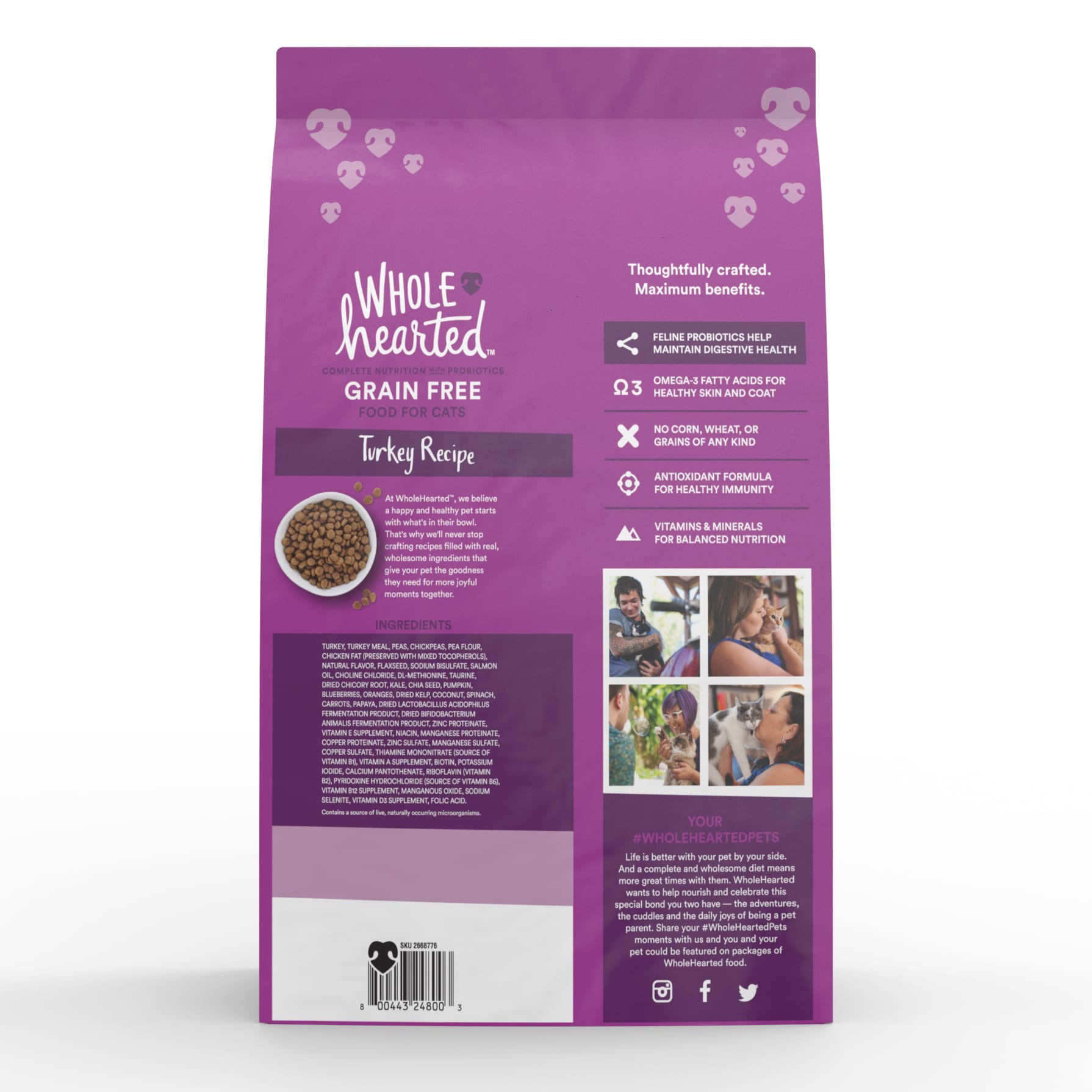 WholeHearted Grain Free Turkey Formula Dry Cat Food， 5 lbs.