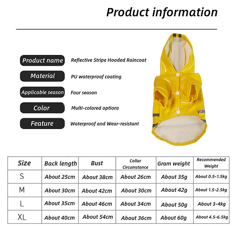 Pet Small Dog Raincoat Pu Reflective Waterproof Clothes Hooded Jumpsuit Rainwear For Small Medium Dogs Teddy Chihuahua