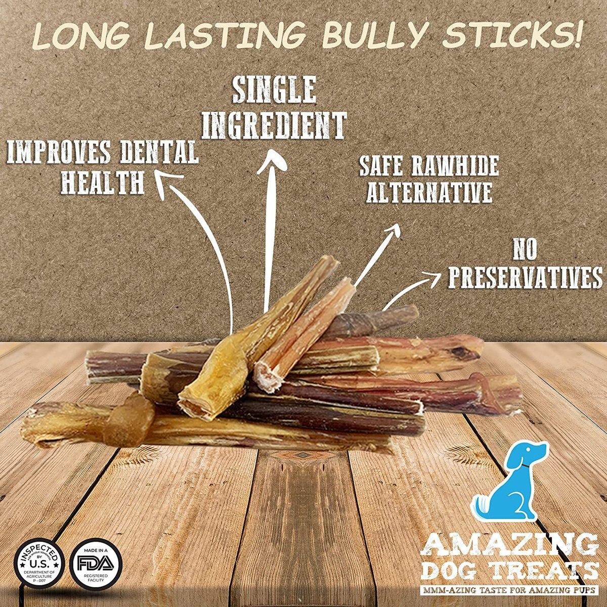 Amazing Dog Treats 4-6-in Variety Bully Sticks Dog Treats， 10-oz bag