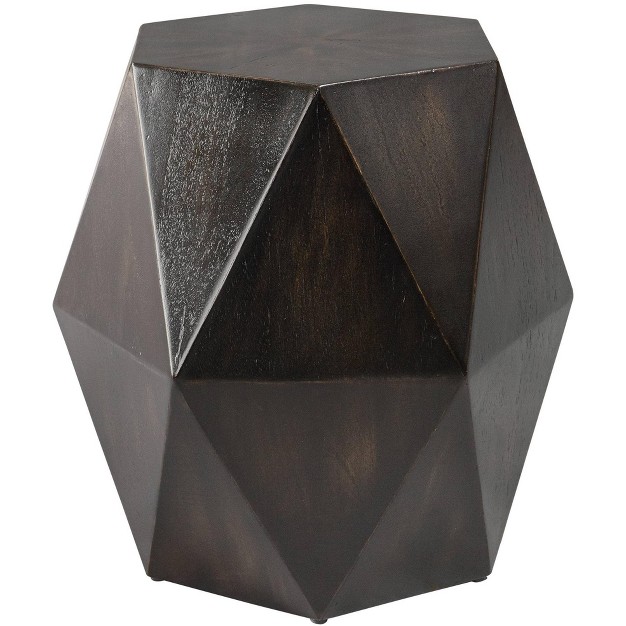 Uttermost Volker 18 quot w Worn Black Wood Geometric Accent Table