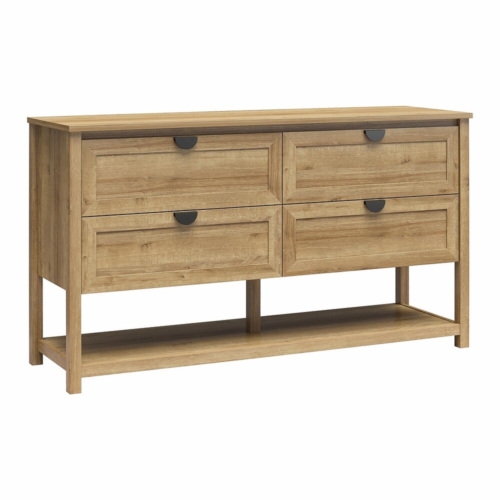 Mr. Kate Primrose Wide 4 Drawer Dresser with Shelf  Ivory Oak