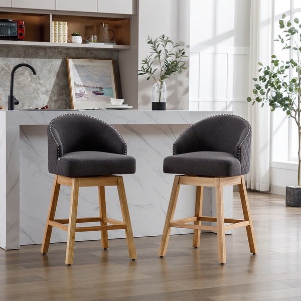 360 Degree Swivel Counter Height Bar Stools with Footrest Set of 2