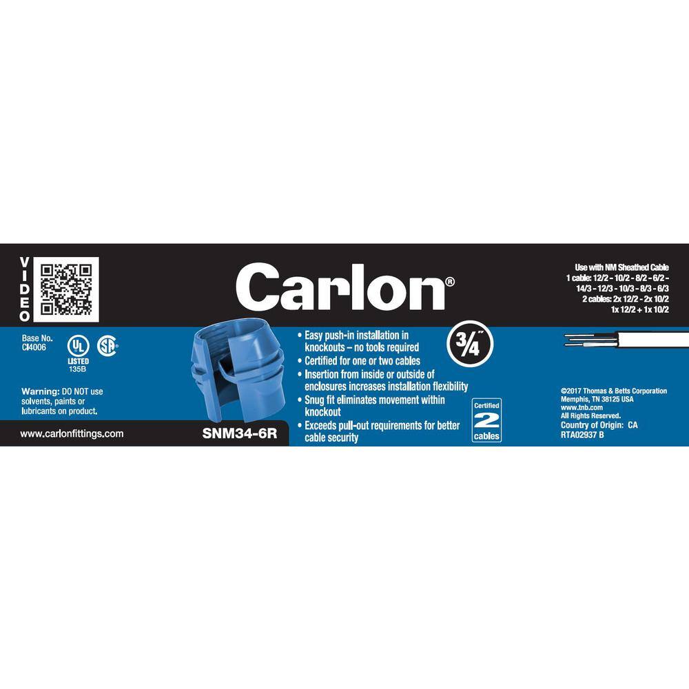 Carlon 34 in. Standard Fitting Non-Metallic Snap-In Fitting (40-Pack) SNM34-6R