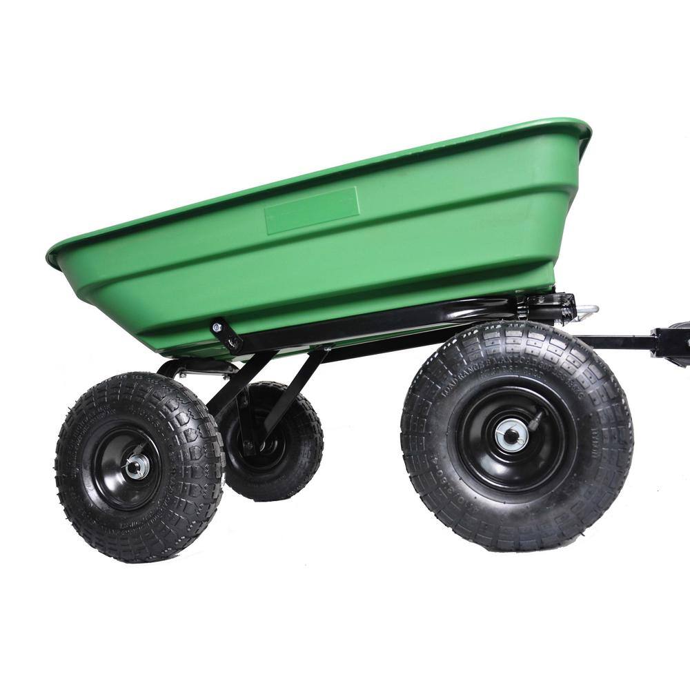 Tatahance 55 in. L Poly Garden Dump Truck Folding Car in Green with Steel Frame and Pneumatic Tire W22721201-Z