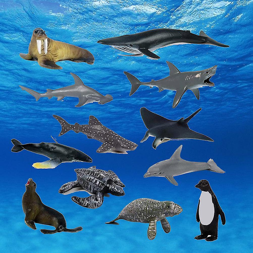 12pcs/set Simulated Sea Toy Animals Figures Plastic Marine Bath Toy Models Children Educational Toy