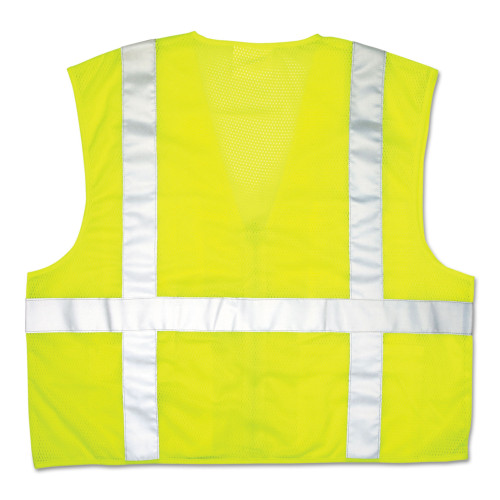 MCR Safety Luminator Safety Vest， Large， Lime Green with Stripe (CL2LCL)