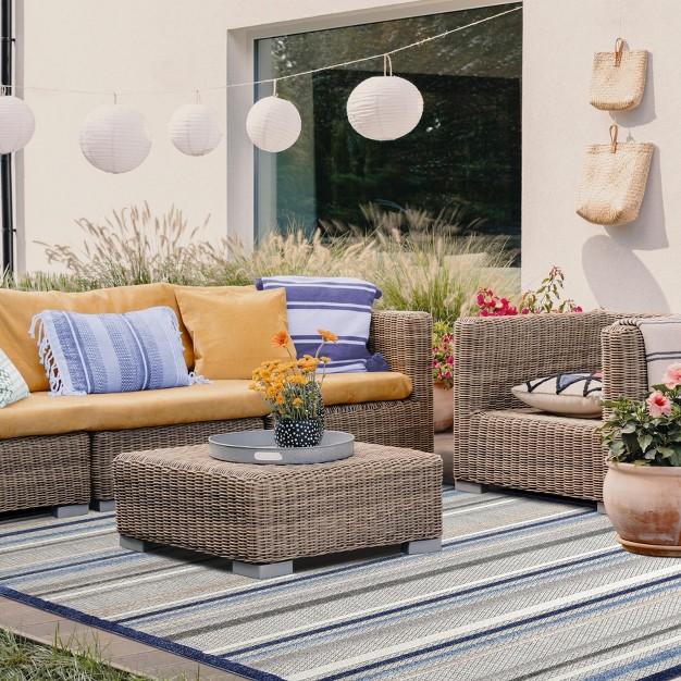 Coastal Geometric Casual Stripe Indoor Outdoor Area Rug By Blue Nile Mills