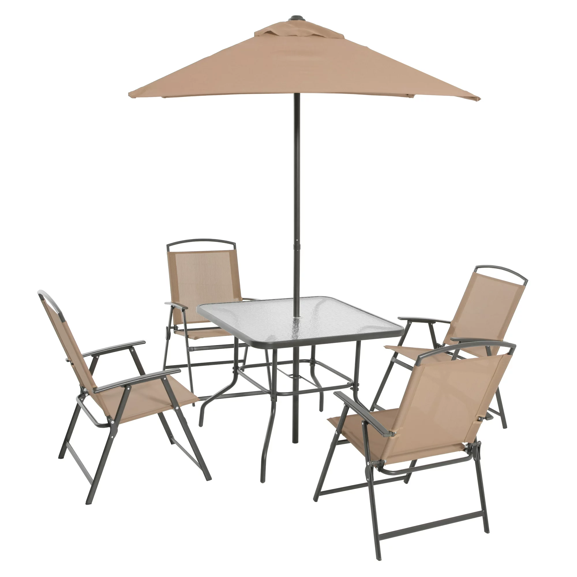 Mainstays Albany Lane 6 Piece Outdoor Patio Dining Set， Tan