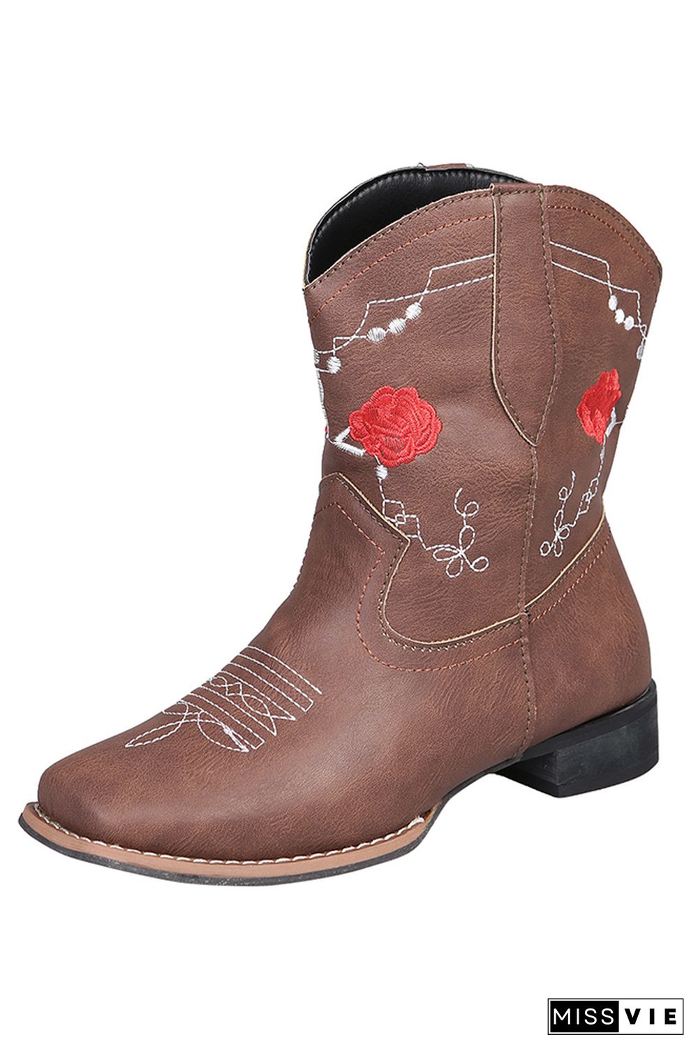 Graphic Chunky Western Boots Women Wholesale