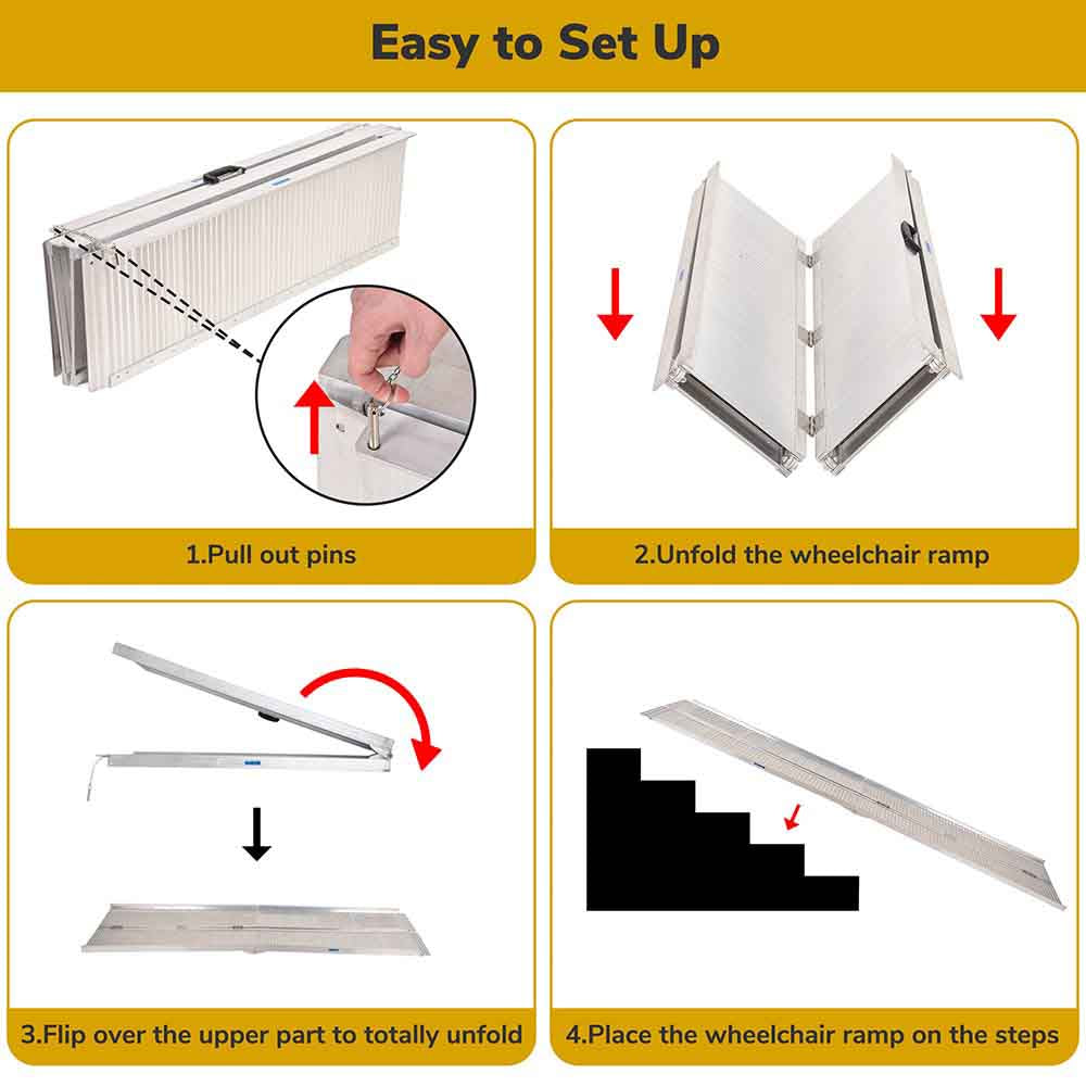 Yescom Wheelchair Ramp 600LB Capacity 8'L x 29