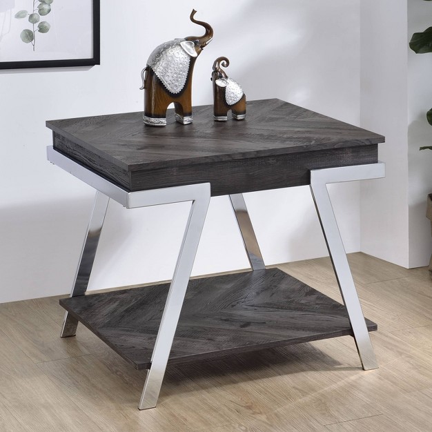 Roma End Table Metal And Wood Dark Gray Steve Silver Co