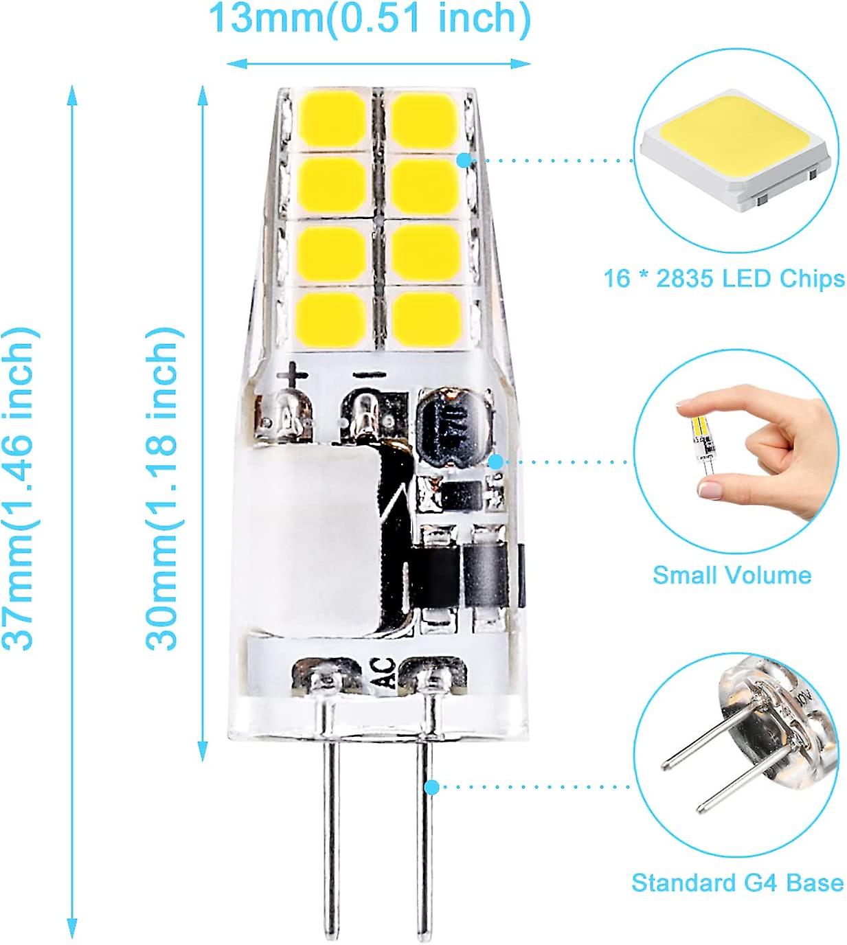 10pcs G4 Led Bulb 3w，6000k Cool White，equivalent To 35w G4 Halogen Bulb，ac/dc 12v，300 Lumens，not Dimmable