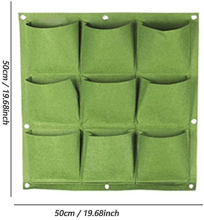 Wall Mounted Hanging Planting Bags， Vertical Green Grow Planter With 9 Bags For Balcony Patio Green