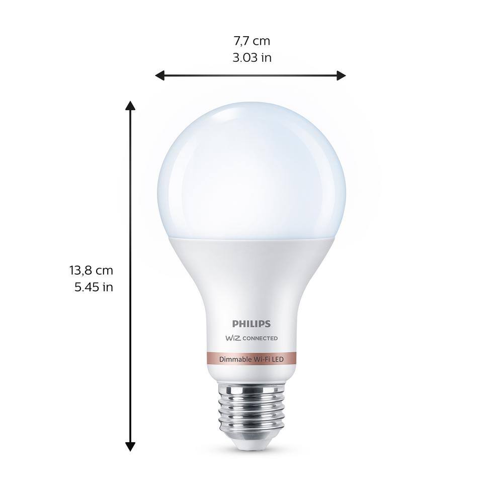 Philips 100-Watt Equivalent A21 LED Smart Wi-Fi Light Bulb Daylight (5000K) powered by WiZ with Bluetooth (1-Pack) 562389