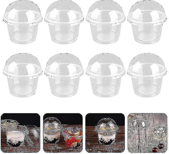 100pcs 250ml Fruit Cups With Lid Small Lids Dome Ice Cream Yogurt Containers Baking Supplies For Kid