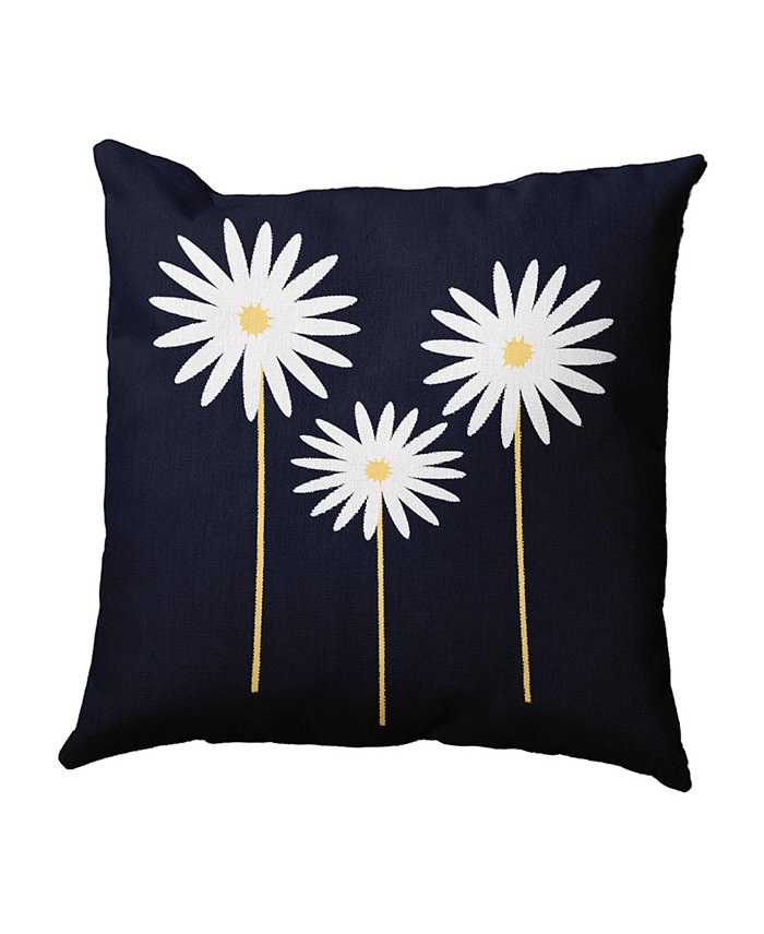 E by Design 16 Inch Navy Blue Decorative Floral Throw Pillow