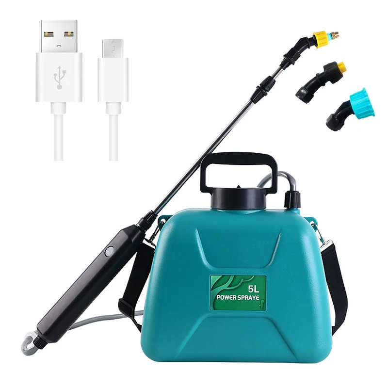 USB Rechargeable Portable Battery Powered 1.35 Gallon 5 Litre Electric Garden Sprayer with 3 Mist Nozzle and Telescopic Wand