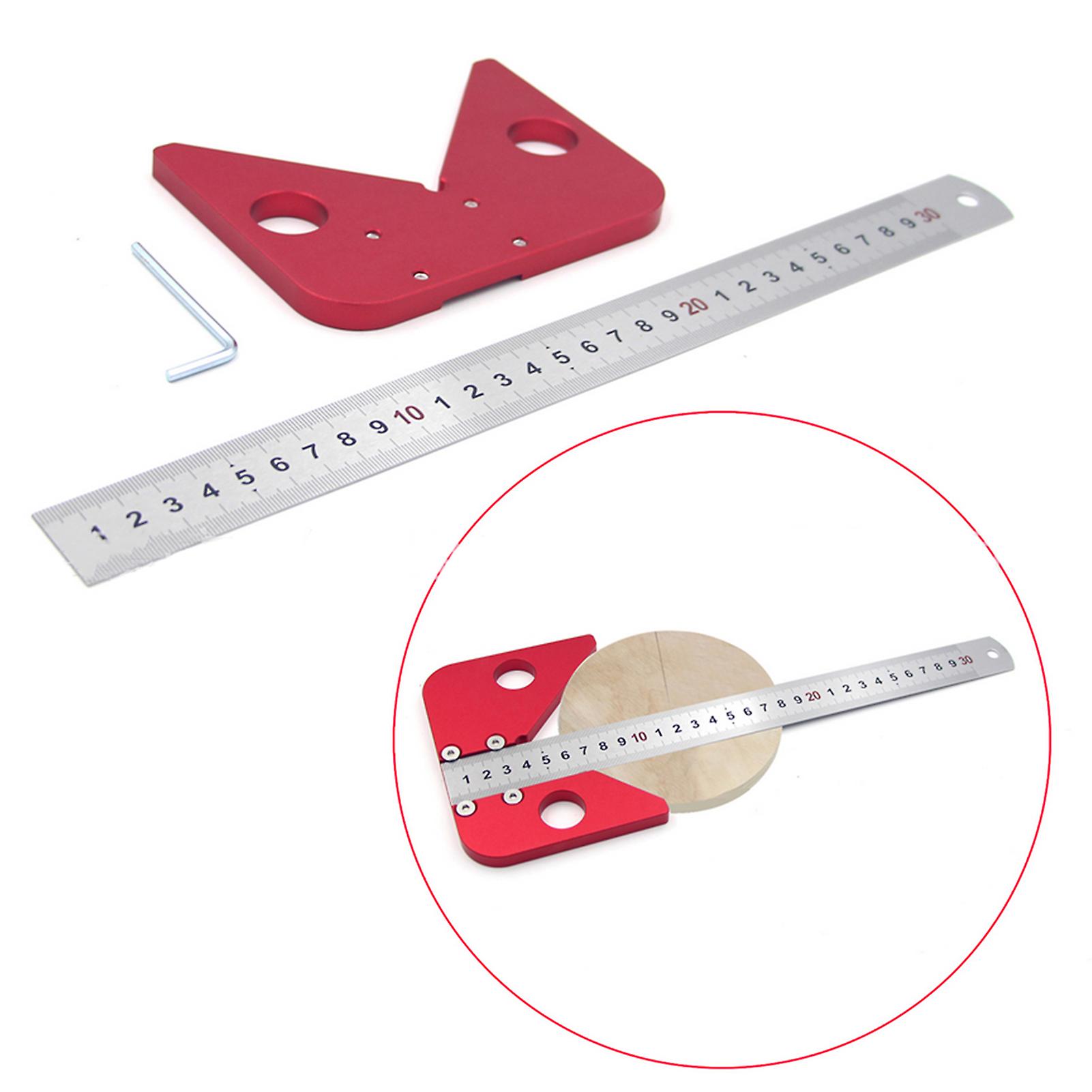 Center Scribe Center Finder Measuring Tool Woodworking Line Caliber Gauge 45/90 Degree Right Angle Line Gauge Carpenter Ruler