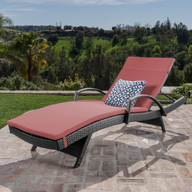 Salem Gray Wicker Adjustable Chaise Lounge With Arms Red Christopher Knight Home