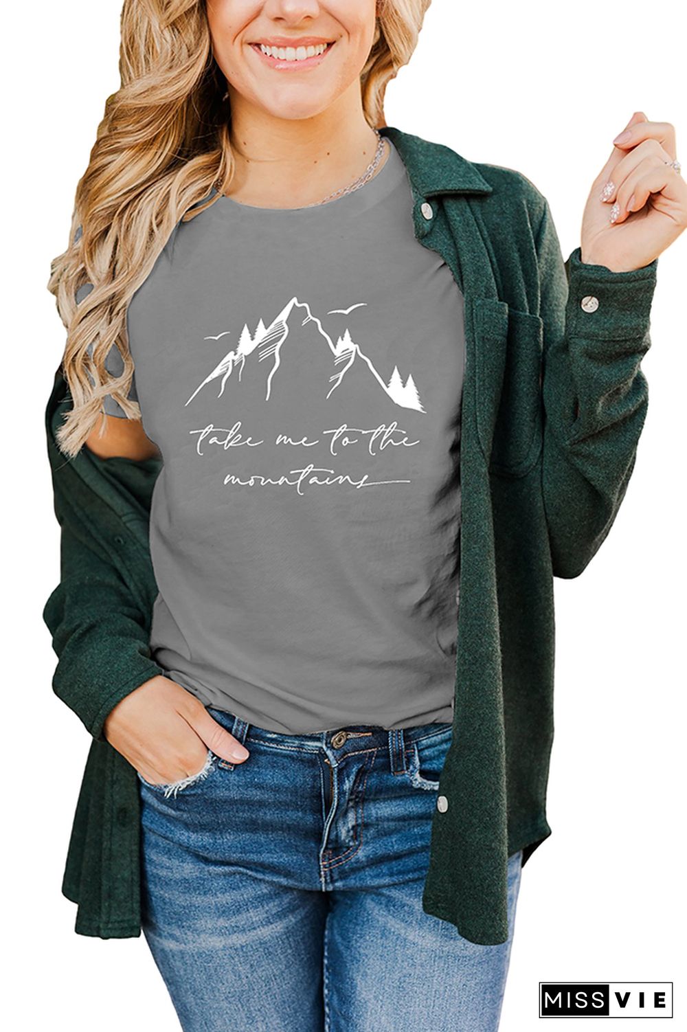 Take Me to the Moutains Graphic Tee Short Sleeve T-shirt Wholesale