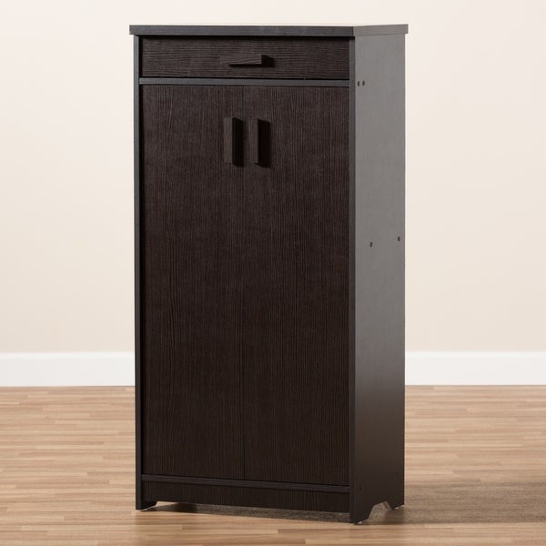 Contemporary Dark Brown Shoe Cabinet by Baxton Studio - - 22580565