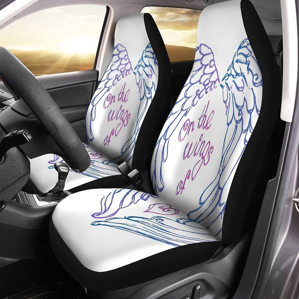 Set Of 2 Car Seat Covers Pink Angel Valentine Day Wings Of Heart For Holiday Universal Auto Front Seats Protector Fits