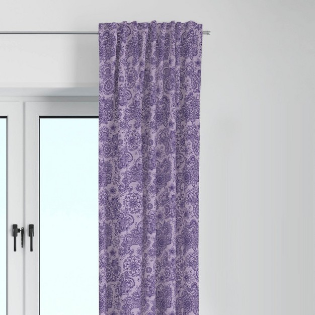 Bacati Isabella Lilac Scroll Cotton Printed Single Window Curtain Panel