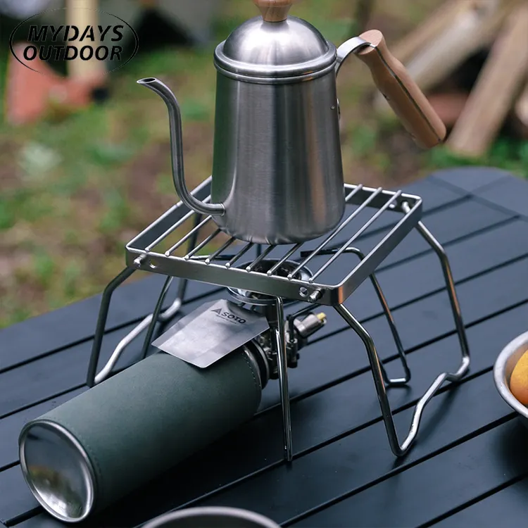 Mydays Outdoor Portable BBQ Rack Mini Folding Stainless Steel Stove Holder Camping Grill for Hiking Picnic