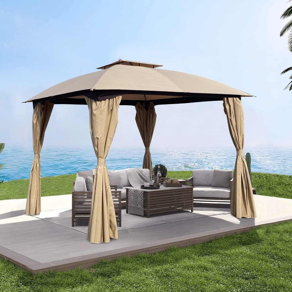 10' X 10' Steel Polyester Soft Top Outdoor Canopy Gazebo Tent