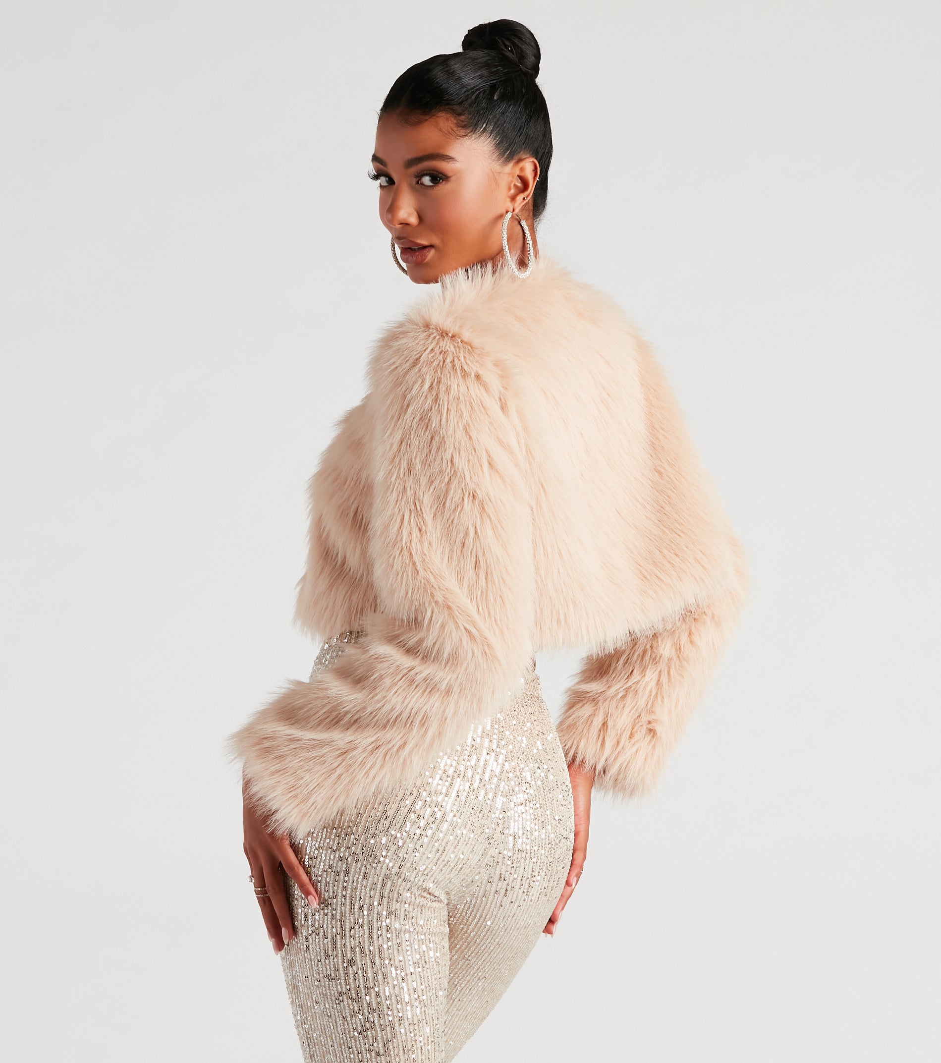 Style Diva Faux Fur Crop Jacket