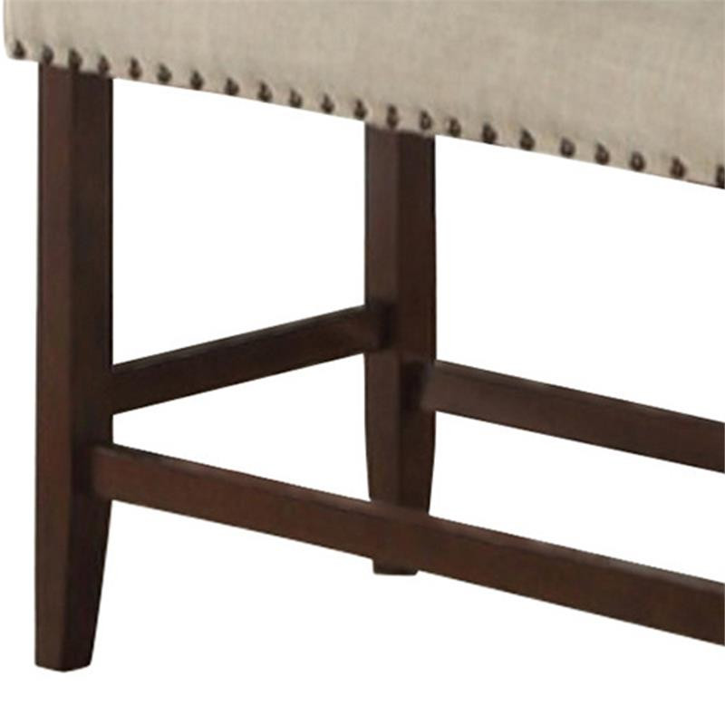 Benjara Contemporary Wood High Bench with Cream Upholstery in Brown and Cream   Transitional   Upholstered Benches   by Homesquare  Houzz