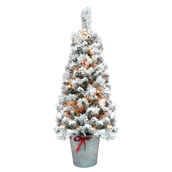 4FT Flocked Pot Christmas Tree