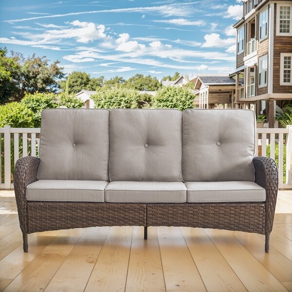 Gymojoy 3Seat Outdoor Wicker Sofa with Professional Outdoor Cushions