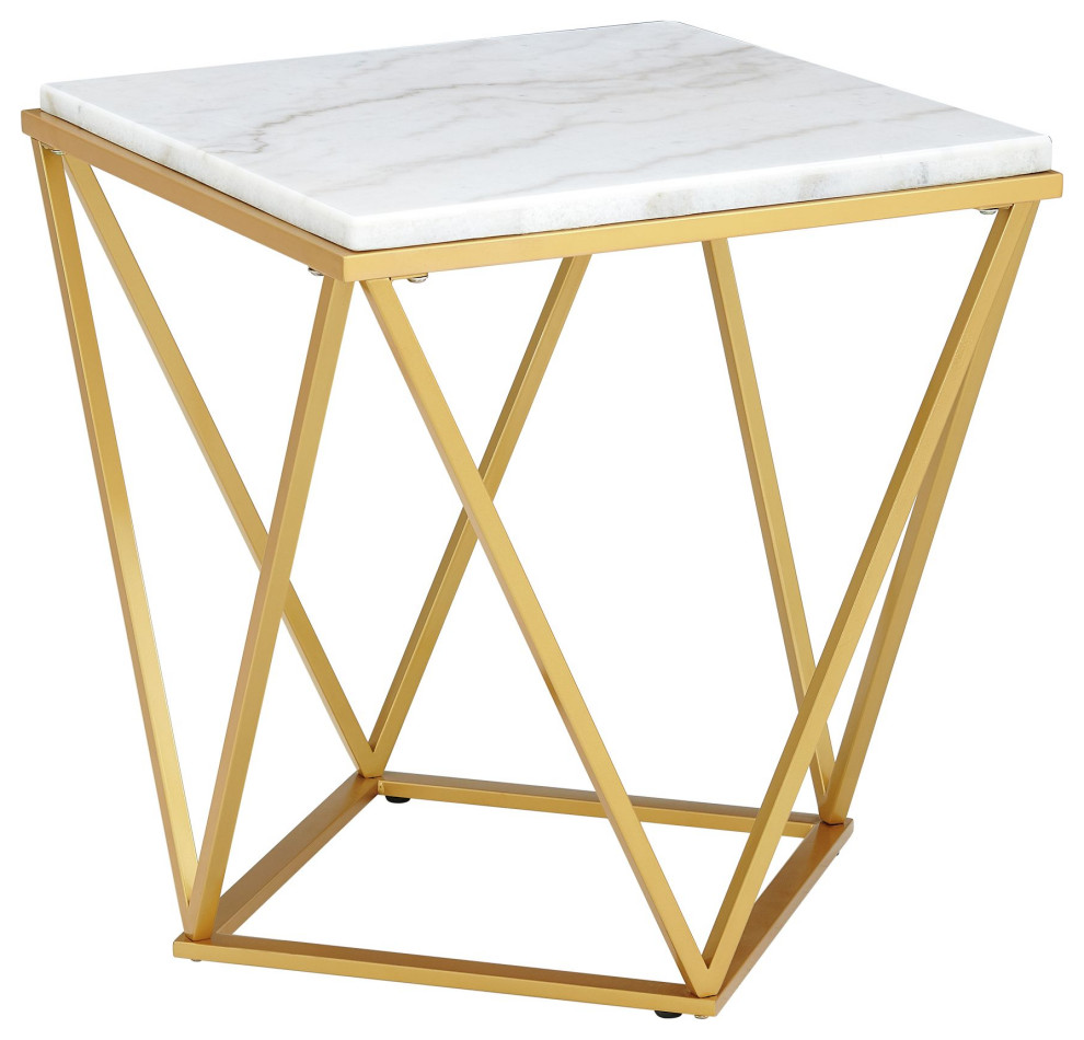 Riko Square End Table WithGold Metal Leg   Contemporary   Side Tables And End Tables   by Picket House  Houzz