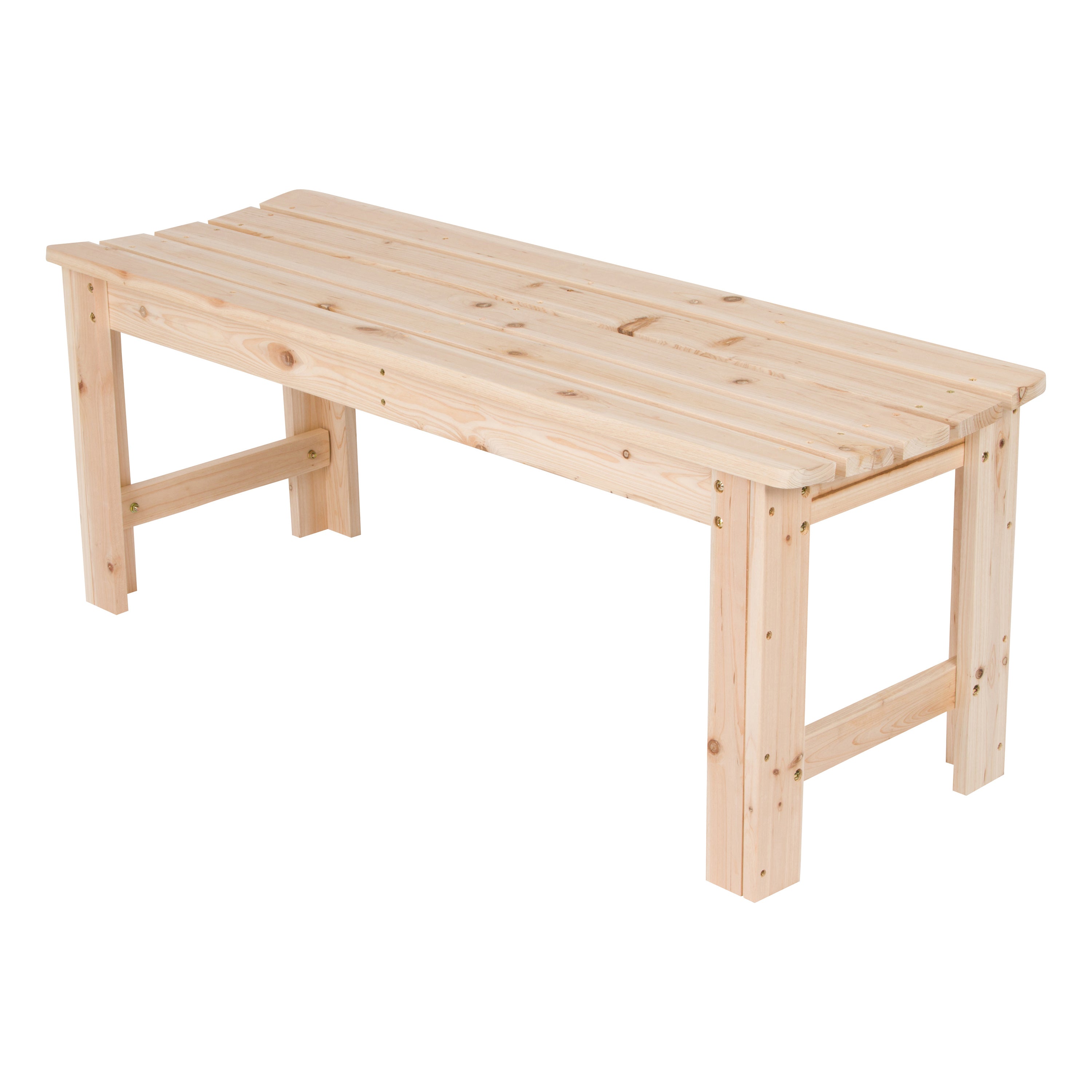 Shine Company 4 Ft. Backless Wooden Garden Bench, Natural