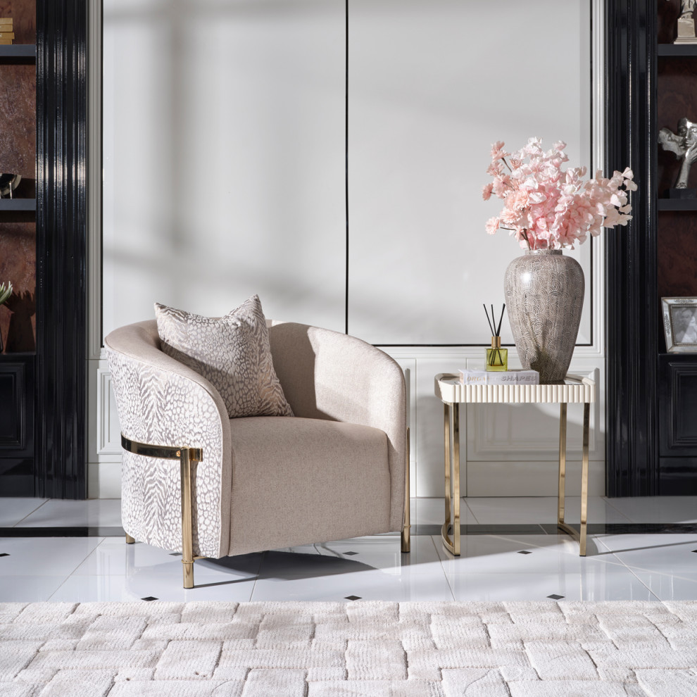 Lisbon Side Table  Silken Matte Cream   Contemporary   Side Tables And End Tables   by Michael Amini  Houzz