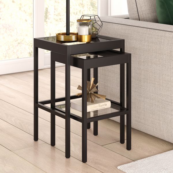 Alexis Rectangular and Square Nested Side Table in Blackened Bronze