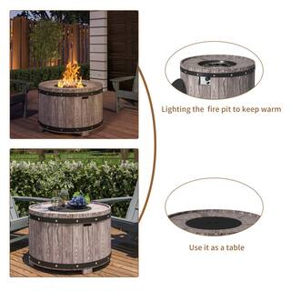 Clihome Outdoor Gray 36 in. Round Gas Fire Pit Fits 20lb Internal Gas Tank Suitable for the Garden or Balcony CL-F984-A